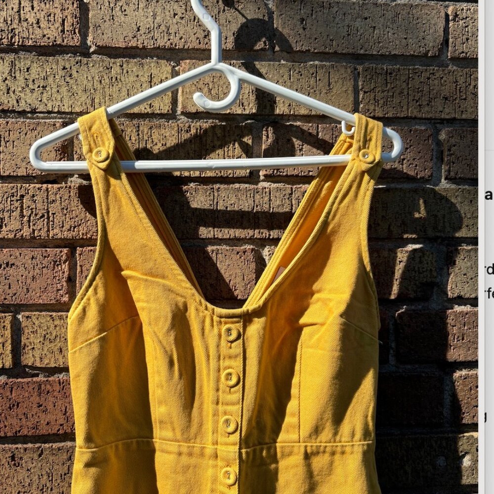 Yellow Sleeveless Button-Front Jumpsuit